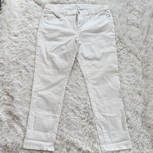 Liz Claiborne City Fit Boyfriend Straight Leg White Denim Jeans SPRING